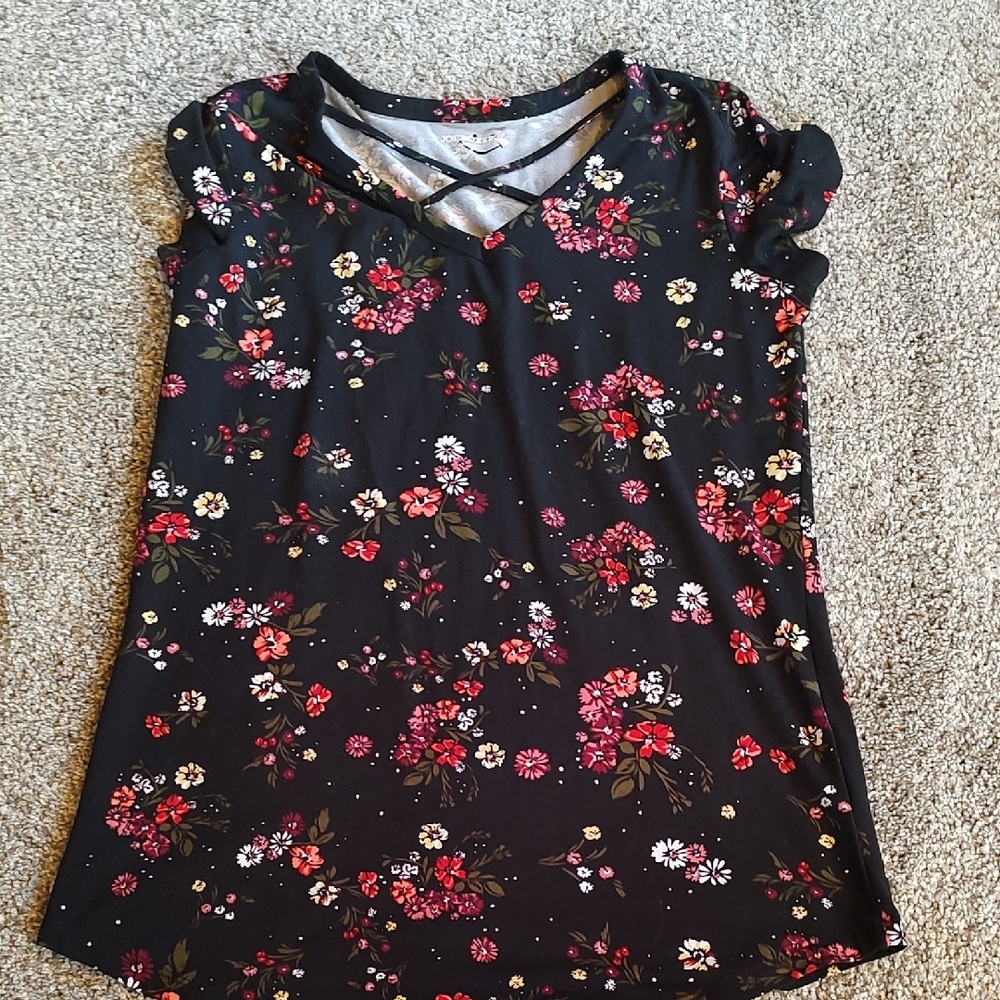 Joe Boxer Black Floral Blouse